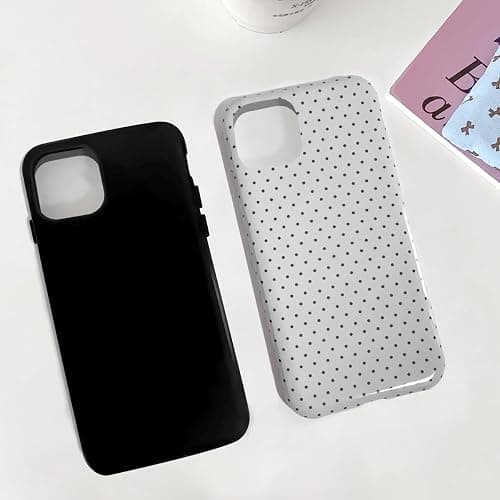 Cute Case for iPhone 12 Mini, Polka Dot Phone Case for iPhone 13 Mini Aesthetic Pattern Design, Hybrid 2-Layer Shockproof Protective Cover for Girls Women (White,12mini/13mini) thumbnail 4