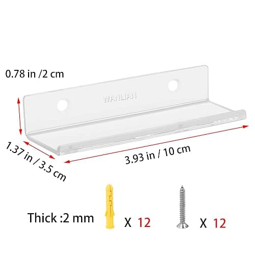 WANLIAN Clear Vinyl Record Shelf Wall Mount 6 Pack,vinyl holder wall,Acrylic Album Record Holder Display Your Daily LP Listening in Office Home (Clear) thumbnail 3