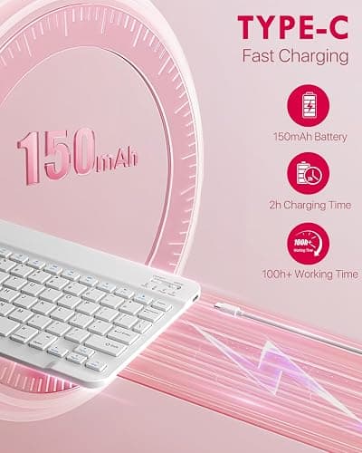 MoKo for iPad (A16) 11th Generation Case with Keyboard 11 inch 2025, iPad 10th Generation 10.9 inch Keyboard Case with Pencil Holder, Multi-Angle Detachable Bluetooth Keyboard, Pink thumbnail 5