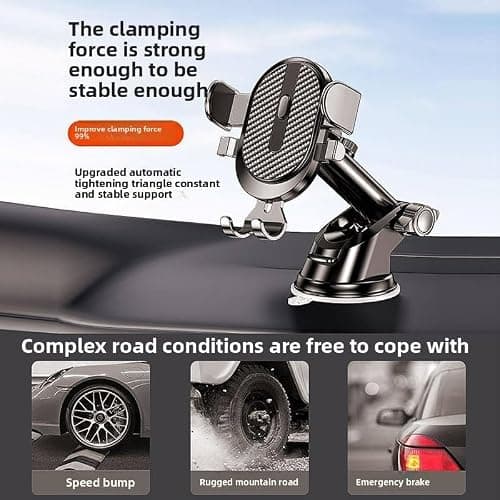 Flexible 2 in 1 Windshield Mobile Phone Holder Strong Sticky Gel Pad Stable Car Phone Mount Holder,360° Adjustable Mount, Cell Phone Holders for Your All Car Models for Dashboard Vent, thumbnail 3