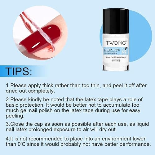 TWOING 15mlLiquid Latex for Nails, Peel Off Cuticle Protectors for Nail Polish,Skin Barrier Manicure, Art Liquid Latex Tape Protector Nail Cuticle Guard Gifts thumbnail 6