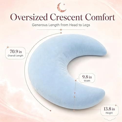 GueYi Oversized Moon Body Pillow, C-Shaped Cooling Moon Pillow (Blue) | Moon Design, 70.9 in Oversized, Body Support, Sleep Pillow, Unique Shape thumbnail 7