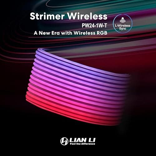 Lian Li Strimer Wireless 24 Pin with Controller (PW24-1W-T) - Addressable RGB Power Extension Cable - 2.4 GHz Wireless Control with 315mm; 12.4 Inch Length - Wireless Controller Included & Required thumbnail 2