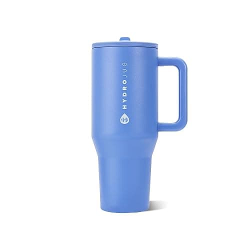 HydroJug Traveler 40oz, Insulated Tumbler with Handle & Straw, Light Blue | Triple wall insulated, flip straw lid, leak-resistant, stainless steel, cup holder friendly, BPA-free, dishwasher safe - Image 1