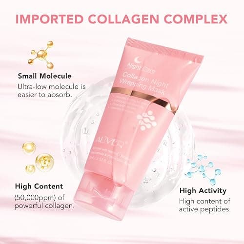Collagen Night Wrapping Mask, Collagen Face Mask Overnight Peel-Off, Reduces Sagging, Plumper Skin, Deep Moisture & Skin Rejuvenation, 75ml / 2.53 fl. Oz (Brush Included) thumbnail 8