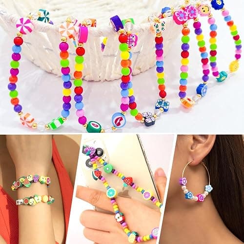 JOICEE 480PCS Fruit Flower Polymer Clay Beads, 24 Style Cute Heart Mushroom Clay Beads Charms for Jewelry Necklace Earring Making, DIY Bracelet Making Kit Accessories for Women Girls thumbnail 5