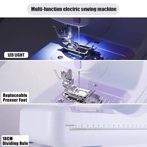 Rxmeili Portable 12-Stitch Sewing Machine, 42-Pc Sewing Kit for Beginners | Pink Mini Sewing Machine, 12 Stitches, 2 Speeds, Foot Pedal, Battery or Plug-In Power, Sewing Light and Storage Drawer thumbnail 6
