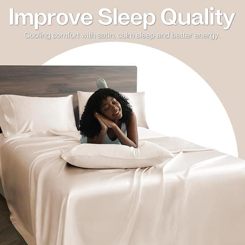 MR&HM Satin Pillowcase for Hair and Skin, Silk Satin Pillowcase 2 Pack, Queen Size Pillow Cases Set of 2, Silky Pillow Cover with Envelope Closure (20x30, Beige) thumbnail 5