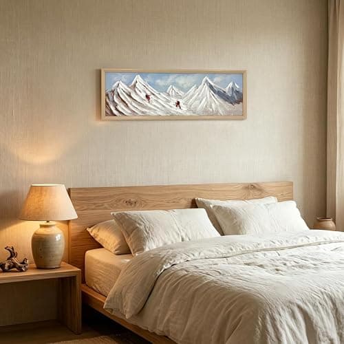 Framed Snow Mountain Wall Art, 12x36Inch | Ocean Snow Theme, Courage Inspire Decor, Hand-Painted 3D Textured Canvas, Ready to Hang, Tabletop or Wall thumbnail 6