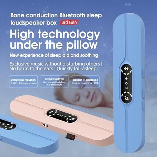 STEHEALTH Under-Pillow Speaker for Sleeping - Mini Portable Wireless Bluetooth Bone Conduction, with White Noise & Timer | Supports TF Card, Suitable for Side Sleepers and Sleep Difficulties（Blue） thumbnail 3