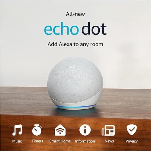 Amazon Echo Dot (newest model), Vibrant sounding Alexa speaker, Great for bedrooms, dining rooms and offices, Glacier White thumbnail 9