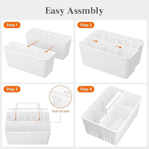 Lifewit Shower Caddy Portable, Caddy Organizer with Handle and Adjustable Dividers, Plastic Shower Basket for Dorm Room Essentials, College, Bathroom, White, 1 Pack thumbnail 7