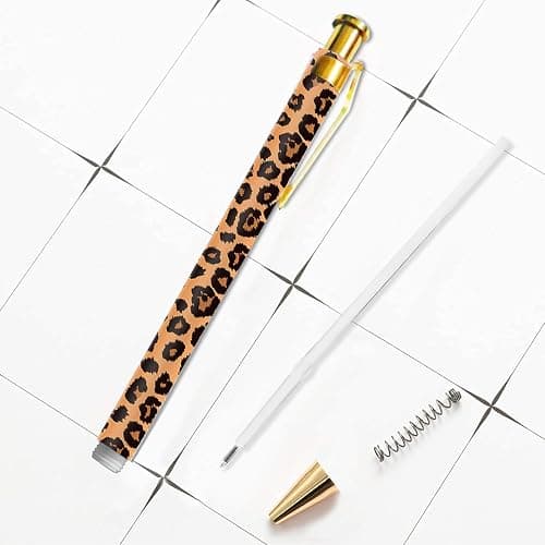 Scribesense Ballpoint Pen 3Pcs Click Black Ink Metal Retractable 1.0 mm Medium Ballpoint Pens Quick Dry for Office School - Leopard Pattern thumbnail 5