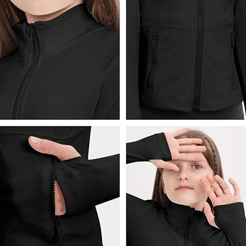 B&GCozy Girls Zip Up Jacket Horse Riding Shirts Athletic Yoga Lightweight Jackets for Girl 6-15 Years thumbnail 5