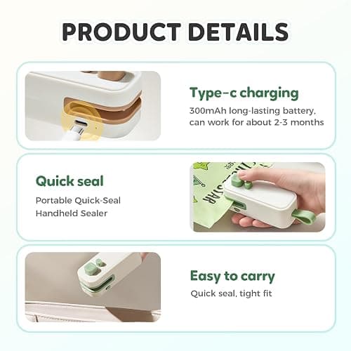 2 in 1 Mini Bag Sealer, 2026 New Rechargeable Bag Cutter and Sealer, Mini Household Pressure Sealer, Portable Small Snack Plastic Bag Sealing Machine for Chip Bags (Brown) thumbnail 4