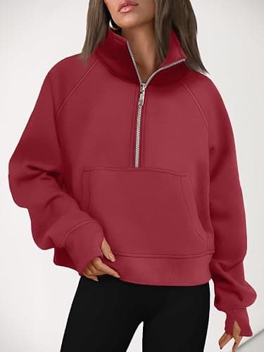 AUTOMET Womens Sweatshirts Half Zip Cropped Pullover Fleece Quarter Zipper Hoodies 2026 Fall Fashion Outfits Clothes thumbnail 6