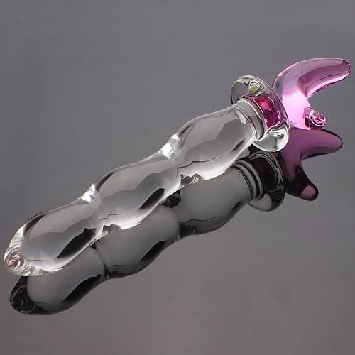 Crystal Glass Pleasure Wand Dildo Penis - AKStore - Half-Moon, Pink thumbnail 4