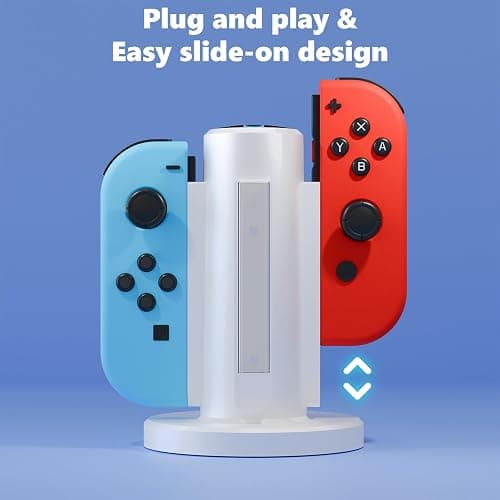 HONCAM Joycon Charging Dock for Switch Controller, Switch Accessories Compatible with Joycon,4 in 1 Charger with a USB Type-C Cord (White) thumbnail 2