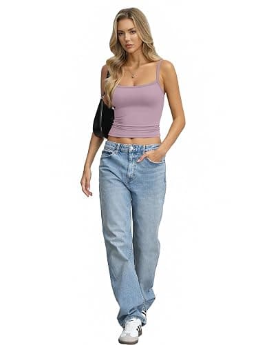 EasyGala Womens Built in Shelf Bra Tank Top Padded Spaghetti Strap Camisole | Buttery Soft, Tight Fitted, Crop Tops, Square Neck, Cami Shirts, Sleeveless, Camisole, Trendy, Workout, Going Out Outfits thumbnail 6