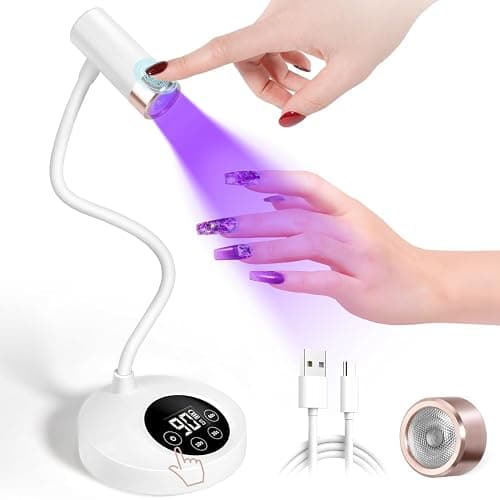 AORAEM UV LED Nail Lamp, Rechargeable Gooseneck UV Lamp for Gel Nails 12W Quick Dry LED Nail Light Bueaty Dryer with 4 Timers & Auto Sensor, Professional Flash Cure Light for Gel Nails Home DIY White - Image 1