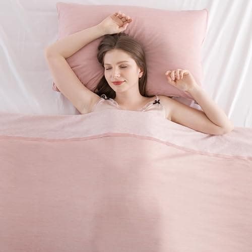 Elegear Revolutionary Cooling Blanket Throw Absorbs Heat to Keep Body Cool for Night Sweats, Arc-Chill 3.0 Cool Fiber Q-Max>0.5 for Hot Sleepers, Lightweight Summer Cold Blankets for Sleeping, Pink - Image 1