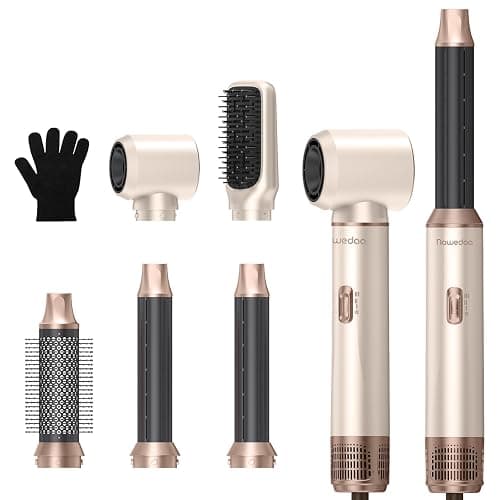 Nawedaa 5-in-1 Hair Dryer Brush Set, Detachable Hot Air Brush with Auto Wrap Curlers, Ionic Blow Dryer Brush for Fast Drying, Volumizing, Straightening & Salon Styling for All Hair Types(Beige) - Image 1