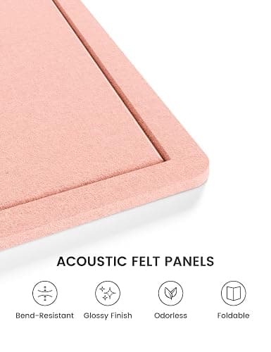 Fluxynara Bulletin Board, 23.6" x 17.5" Cork Board Alternative with 12 Safe Removable Adhesive Tabs, Foldable Felt Pin Board for Home Office, Classroom, Bedroom,Entryway for Walls—Pink thumbnail 3