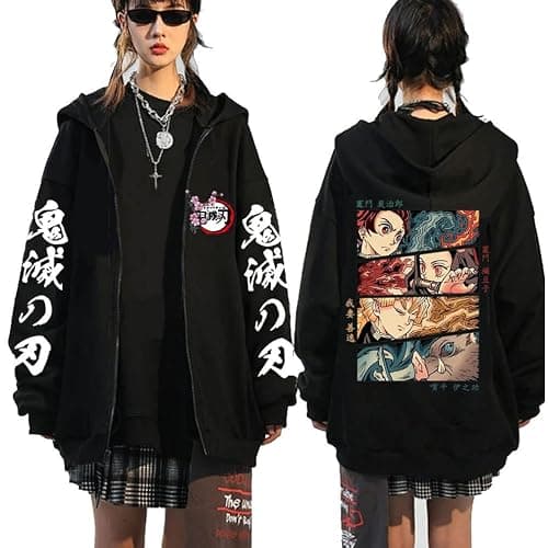 Ubeisy Symish Anime Hoodie Zip up Jacket Sweatshirt Tanjirou Nezuko Anime Cosplay Zipper Coat For Unisex - Image 1