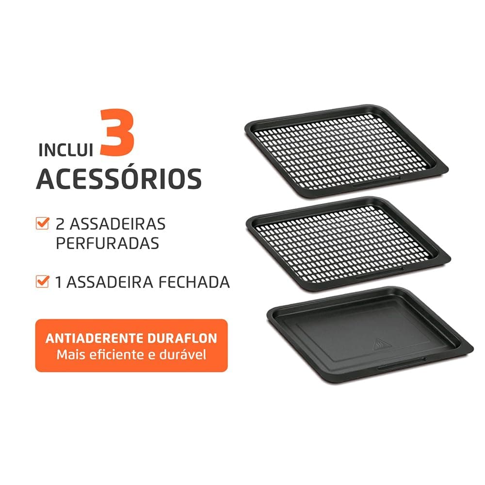 MONDIAL Fritadeira Air Fryer Forno Oven 12L, Preto/Inox, 2000W, 220V - AFON-12L-BI thumbnail 3