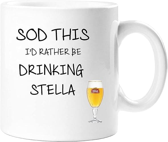 CPS DEZIGNZ Novelty Mug β SOD THIS I'D RATHER BE DRINKING STELLA β 11 oz Ceramic Conical Mug - Ideal for Stella Artois Fans, Gift, Home, Christmas, Fathers Day - Image 1