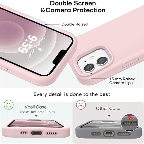 Vooii Compatible with iPhone 12 Case/iPhone 12 Pro Case, Liquid Silicone Upgrade [Soft Anti-Scratch Microfiber Lining] [Shockproof Drop Protection] Phone Case 6.1 inch - Chalk Pink thumbnail 3