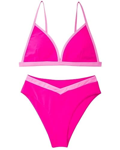 SUUKSESS Women Triangle High Cut Bikini Sets Sexy High Waisted 2 Piece Swimsuit thumbnail 3