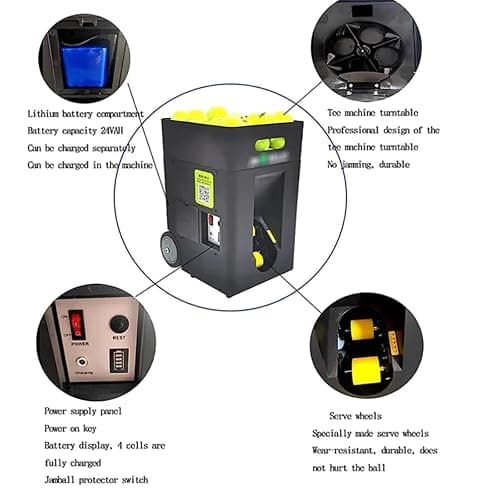 YSFHYAN Portable Tennis Ball Machine, Automatic Tennis Ball Launcher, 50-Ball Tennis Ball Machine, Pre-Programmed And Custom Drills, Complete Training Mode, For Beginners Solo Training Sports thumbnail 6