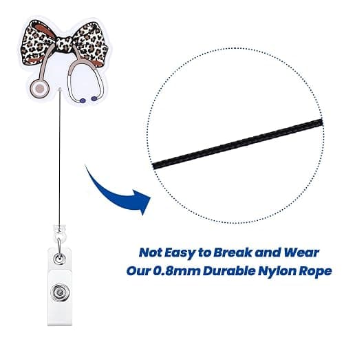 Leopard Bow Stethoscope Badge Reel, Cute Retractable ID Card Badge Holder, Name Tag Work Badge Clip for ICU NICU RN LPN CNA MA ER Cardiology Night Shift Nurse Nursing Student OR GI Doctor, Nurse Gifts thumbnail 5