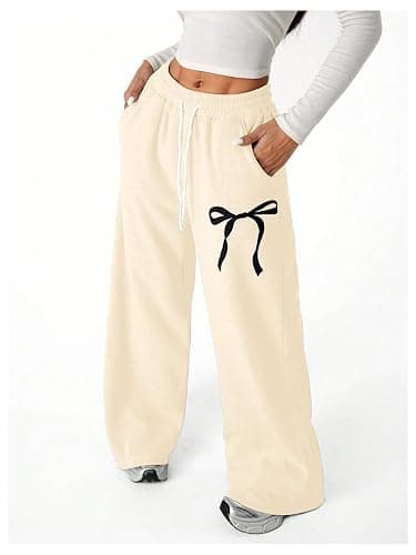 Verdusa Girl's Bowknot Baggy Sweatpants Lightweight Straight Leg Athletic Pants with Pockets thumbnail 4