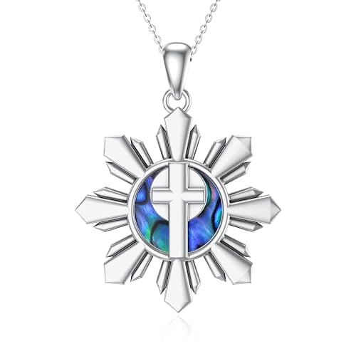 LEECCI Philippines Sun Necklace 925 Sterling Silver Filipino Pendant Philippine Filipina Pride Jewelry Gifts for Filipino Friend Family - Image 1