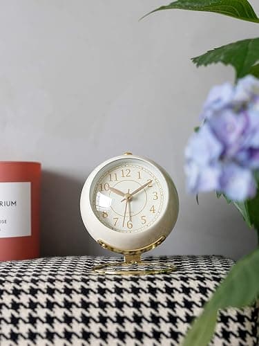 SHISEDECO Small Tableclocks Classic Non-Ticking Tabletop Alarm Clock with Backlight, Battery Operated Astronaut Deskclock with HD Glass for Living Room Bedroom Bedside Indoor Decor (White) thumbnail 7