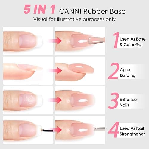 CANNI Rubber Base Gel Nude 9ml Nail Strengthener UV LED Soak Off Gel Polish | Flexible Support • Nail Strengthening • Crack Resistant • Natural Nail Protection • Smooth Application • DIY & Salon Use thumbnail 2