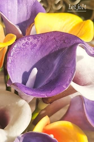 Letjolt Calla Lily Purple Artificial Flowers 12Pcs Table Flower Decor Faux Calla Lilies Bouquet for Wedding Bride Shower Home Decoration, Purple thumbnail 2