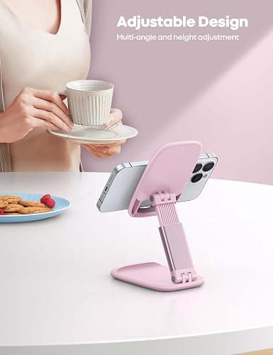 Lamicall Pink Phone Holder, Desk Accessories - Rose Gold Pink Office Cell Phone Holder, Desktop, Office Desks Accessories, Desk Decor for Women, for iPhone, 4-8'' Phone thumbnail 2