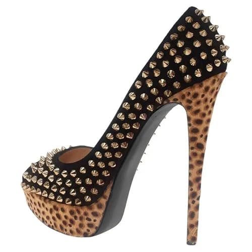 FSJ Women Classic Rivets Platform Heel Peep Toe Pumps High Stiletto Heel Slip On Studded Sexy Wedding Party Dance Shoes Size 4-16 US thumbnail 3