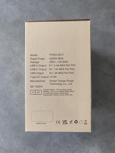 Tower Extension Lead 5M with 3 USB Slots, TESSAN 5 Metre Extension Cable 8 Way Multi Plug Socket, Surge Protected Power Strip with Switch for Home, Office thumbnail 10