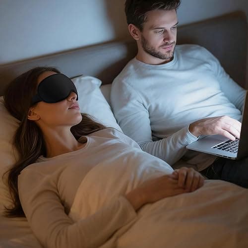 Vynix Sleep Mask for Men Women - 100% Blackout Eye Masks for Sleep - 3D Soft Sleeping Mask for Side Sleepers - Zero Pressure Lash Extensions Eye Cover Shade for Airplane Travel Essentials, Black thumbnail 9