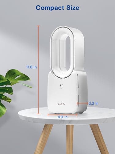 let'me Desk Fan,Portable Bladeless Fan 11.8 inch Small Personal Cooling Fan with 5 Colors Touch Control LED Light,Quiet Table Fan for Home, Office, Bedroom - WHITE thumbnail 2