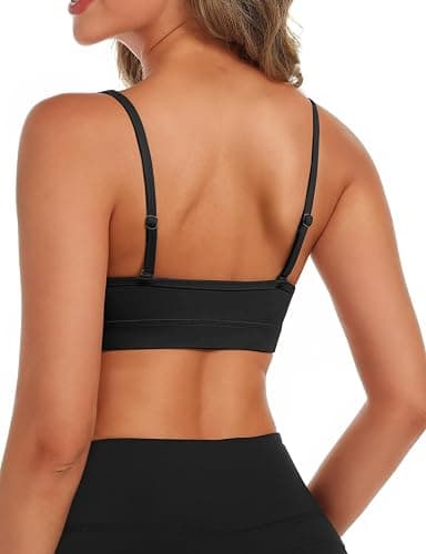 Buauty V Neck Sports Bra for Women, Padded Push up Sport Bras Adjustable Thin Straps, Light Support Yoga Bra thumbnail 3
