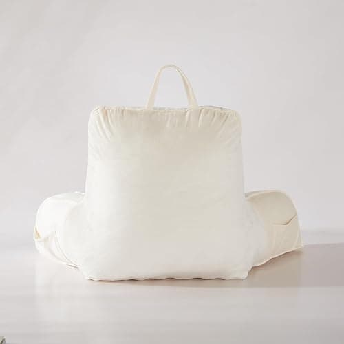 Reading Pillow for Sitting in Bed Adult,Back Pillow for Bed Sitting Up, Pillow,Backrest Back Support Chair Pillow, College Dorm Essentials for Girls and Boys, Velvet Beige L - Large - Beige thumbnail 4