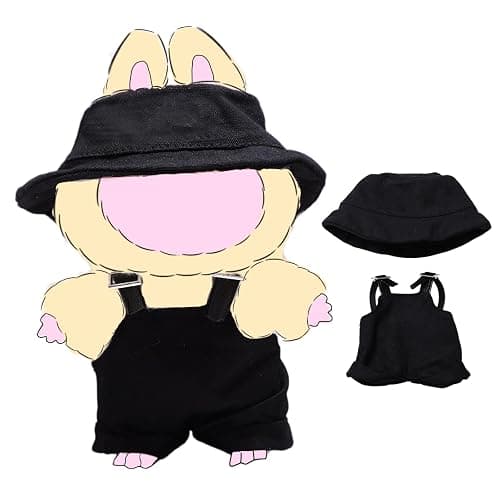 Clothes for labuu, 2-Piece 17cm Clothes & Hat Set for labu, Exquisite Accessories for labuu, Doll Accessories Only Clothes (No Doll) (Black) - Image 1
