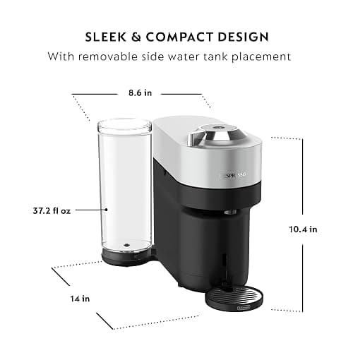 Nespresso Vertuo Pop+ Deluxe Coffee and Espresso Machine by De'Longhi, 120 Volts, Silver thumbnail 2