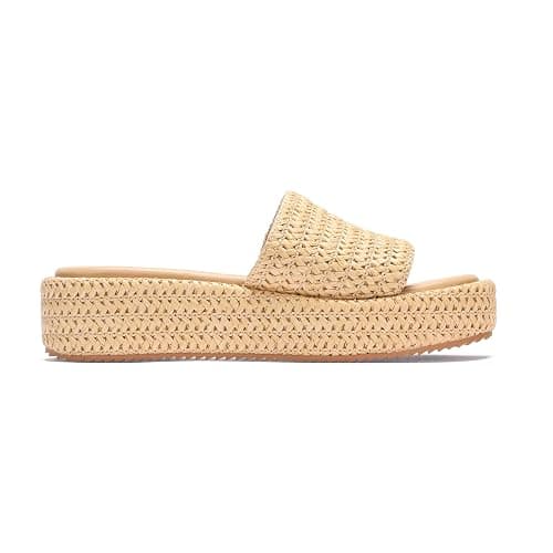 Monrovia Platform Sandals Women Raffia Espadrille Slides, Woven Straw Flatform Beach Sandals Women, Slip On Summer Vacation Shoes, Comfortable Casual Daily Wear thumbnail 7