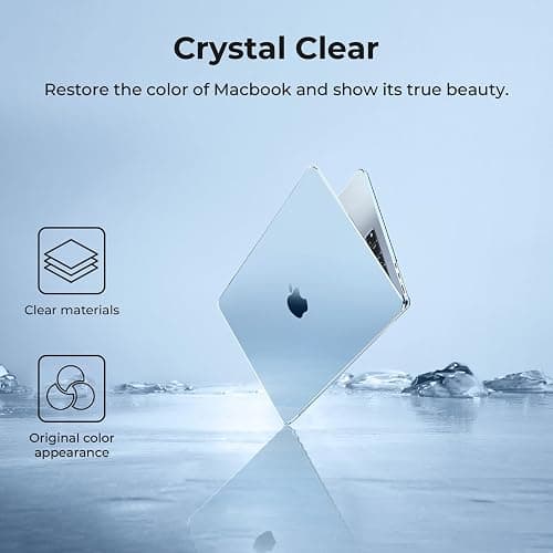 EooCoo Case Compatible with MacBook Air 13 inch M4 2026 2025-2022 M3 M2 A3240 A3113 A2681, Crystal Hard Shell Scratch Resistant Protective Cover Compatible for MacBook Air 13.6 inch Case, Sky Blue thumbnail 3